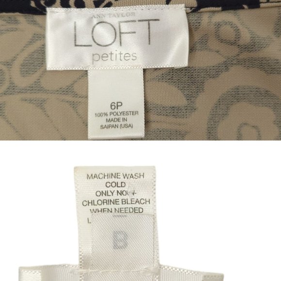 Ann Taylor LOFT Petites Wrap Dress Size 6P Black Taupe Floral Print Mid Length - Picture 7 of 16